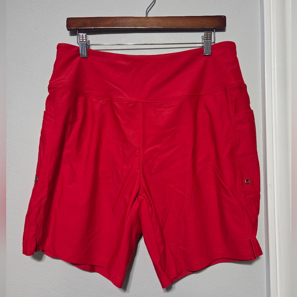 NEW Gradual High Rise Red Stretch Biker Yoga Shorts Women's Size X-Large